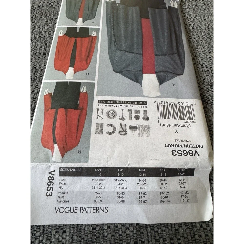 Vogue Sewing Pattern 8653 Marcy Tilton Jacket Loose fitting Sz XS Small Medium